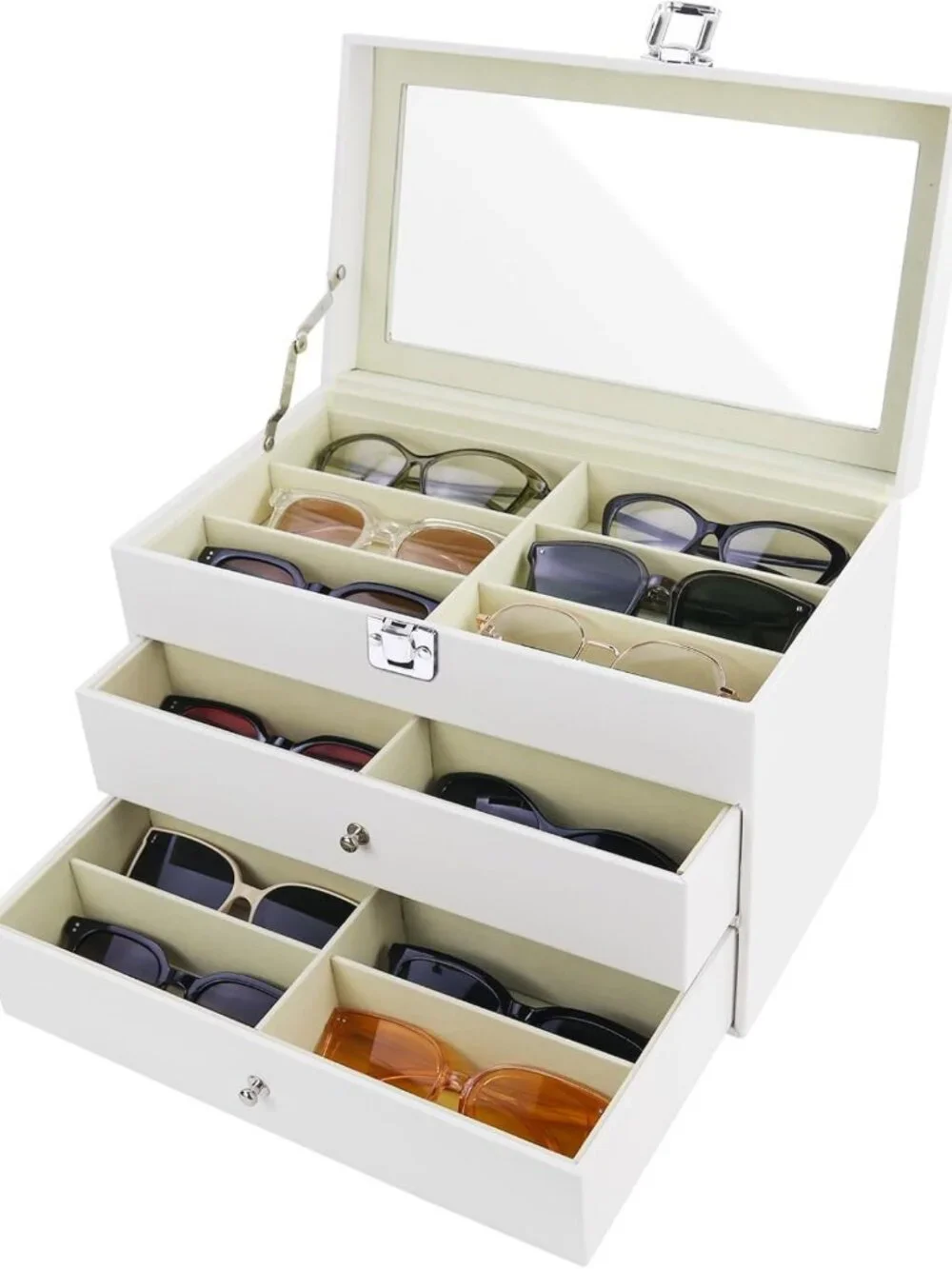 Sunglasses Organizer with 18/20 Slots - Stylish Eyeglasses Storage Case for Men